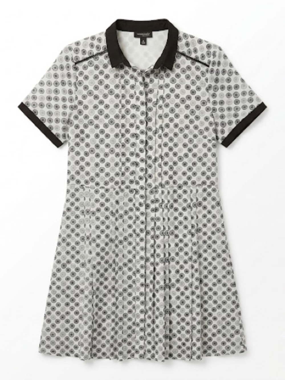 Jason Wu Target Black White Pleated Summer Mini Dress Medium Bicycle Wheel Print